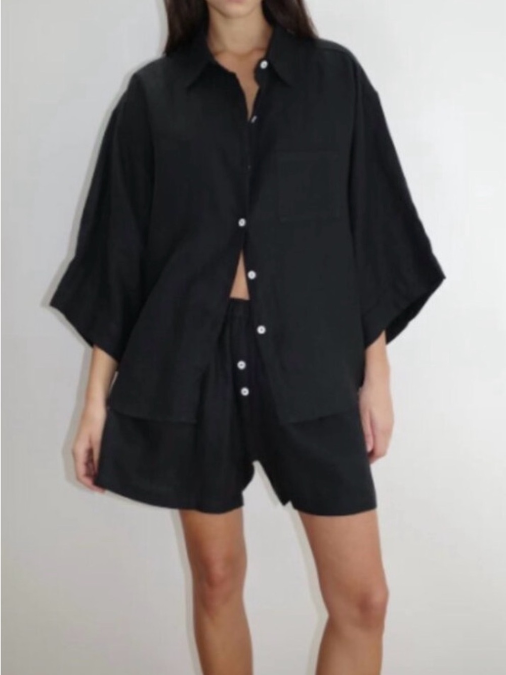 Deiji Studios Black Linen Boxer Shorts – Size XS